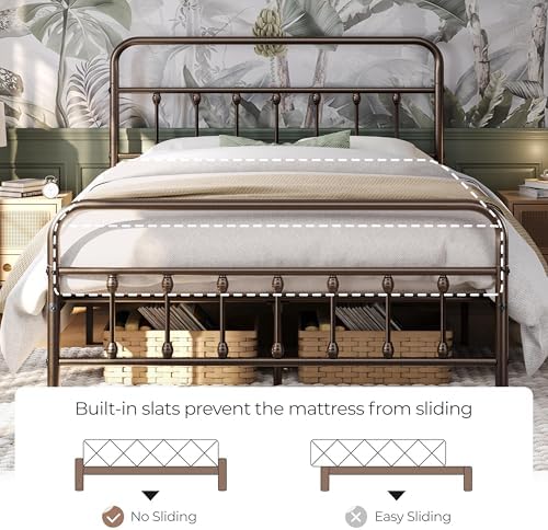 Yaheetech Full Metal Platform Bed Frame, Victorian Headboard & Footboard - Image 4
