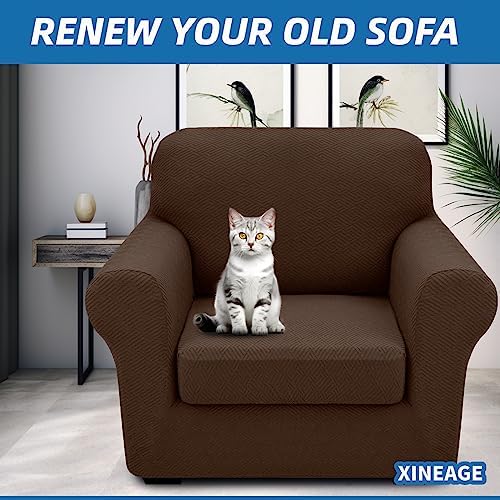 XINEAGE 2-Piece Stretch Armchair Sofa Cover, Washable Couch Covers - Image 4