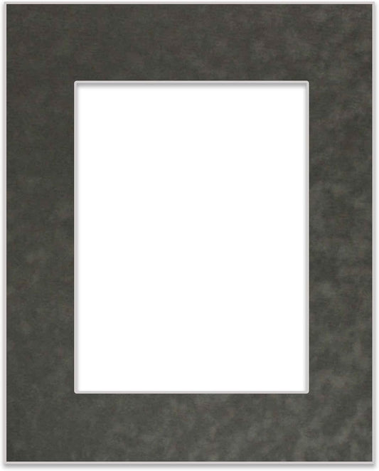 Poster Palooza 8x10 Mat Bevel Cut for 6x8 Photos - Acid Free Dark Grey Suede Precut Matboard - For Pictures, Photos, Framing - 4-ply Thickness
