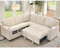 L-Shaped Sectional Couch with Storage and Pull Out Bed, Convertible Sofa Bed by LITVZ