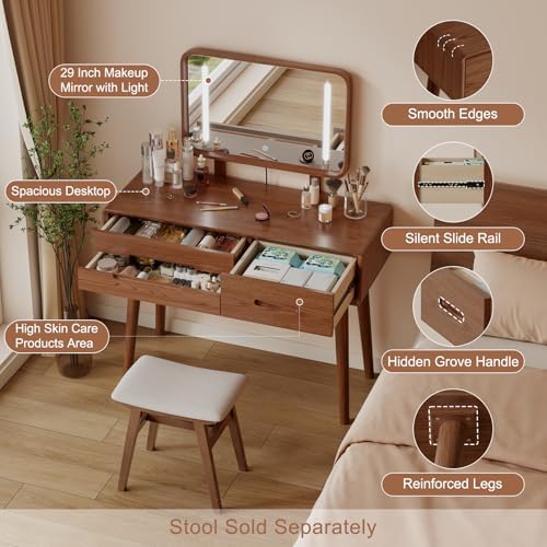 Solid Wood Small Makeup Vanity Desk Mirror - Image 5