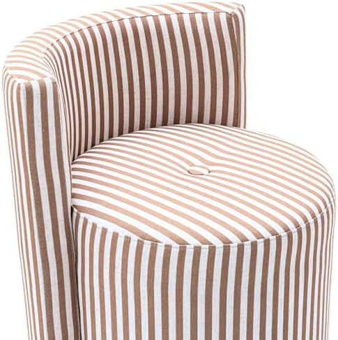 TOV Furniture Alyssa Brown Striped Linen Rolling Desk Chair - Image 6