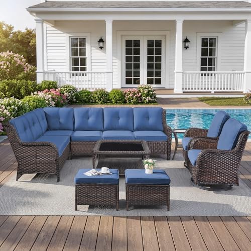 Belord 8 Piece Wicker Patio Furniture Set, Outdoor Swivel Rocker Chairs Set of 2 by Belord