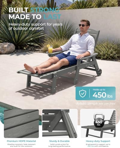 Ciokea Lounge Chair Outdoor Set of 6, Oversized Chaise Lounge Chair - Image 5