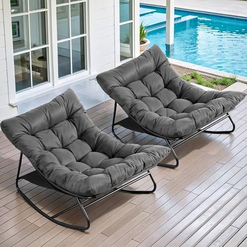 Outdoor & Indoor Oversized Rocking Chairs Set of 2 by NOBLEMOOD