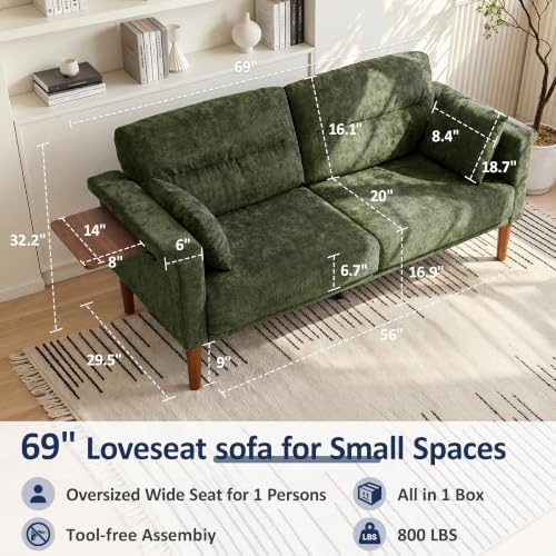 Vipbear 69" Loveseat Sofa, Modern Couches - Image 2
