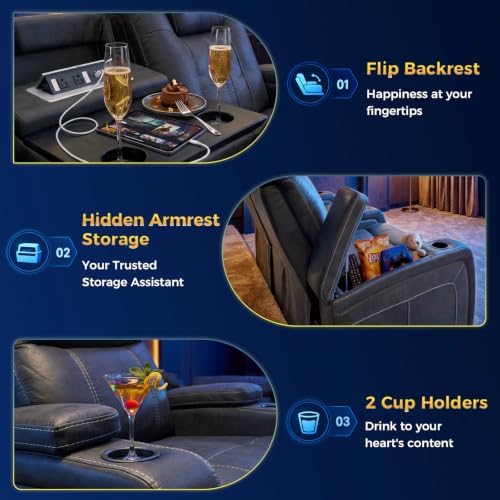 3X Manual Recliner Chair, Home Theater Seating - Image 6