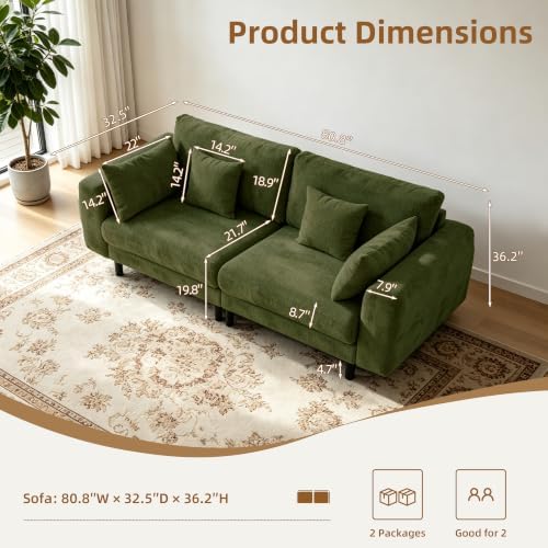 80.8" Cloud Sofa Loveseat, Modular Couch - Image 2