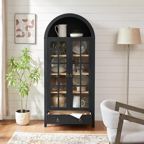 RowyPoey 71" Tall Arched Cabinet Bookshelf - Image 7