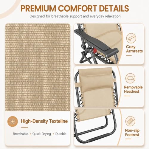 Yaheetech 26" Zero Gravity Recliners Adjustable Set of 2 - Image 6