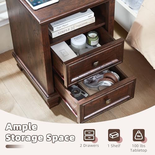 SAVOR LIFE Farmhouse Nightstand Set of 2 - Image 6
