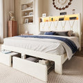 SHA CERLIN Queen Bed Frame, 2 Storage Drawers & 2-Tier Storage Headboard by SHACERLIN