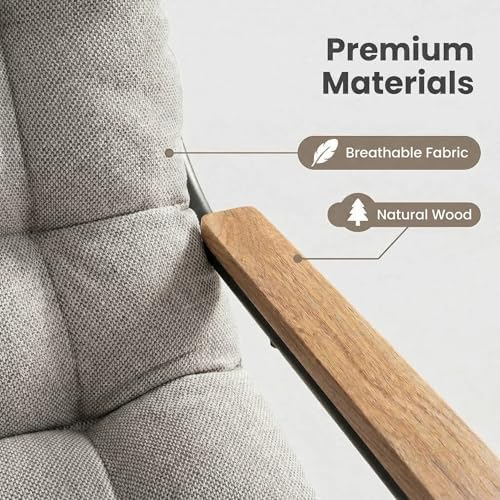 Papasan Rocking Chair with Armrest Outdoor Indoor, Heavy Duty Metal Outdoor - Image 5