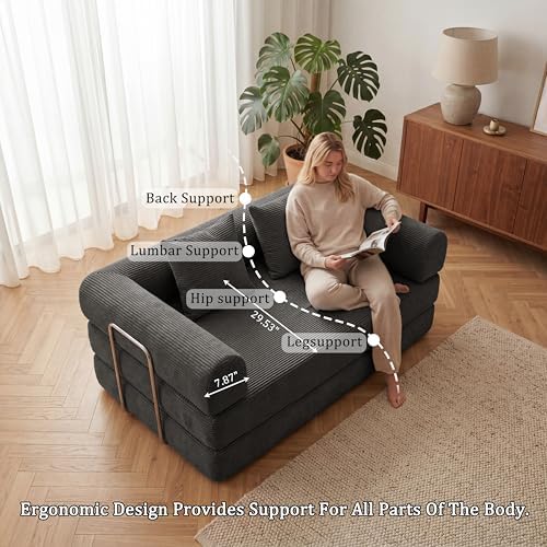 Futon Sofa Bed Modular Loveseat Sleeper Folding Pull Out Couch - Image 6