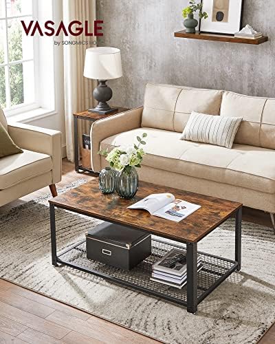 VASAGLE Coffee Table with Storage Shelf, 42 x 23.9 x 17.7 Inches - Image 2