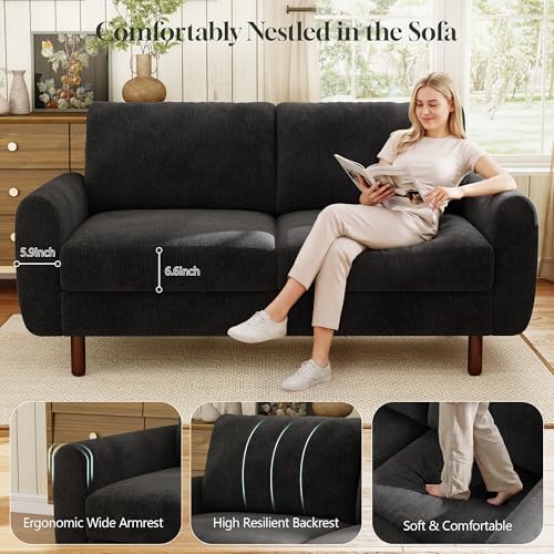 WorthFurni 68" Loveseat Sofa, Comfy Chenille Fabric Couches - Image 4