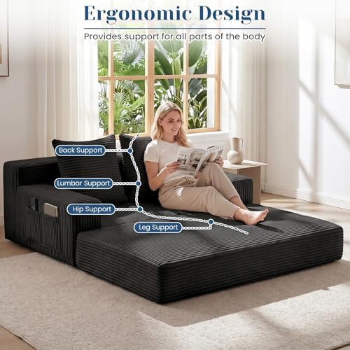 Convertible Sofa Bed, Small Boneless Couch & Boneless Loveseat, Pull Out Couch - Image 5