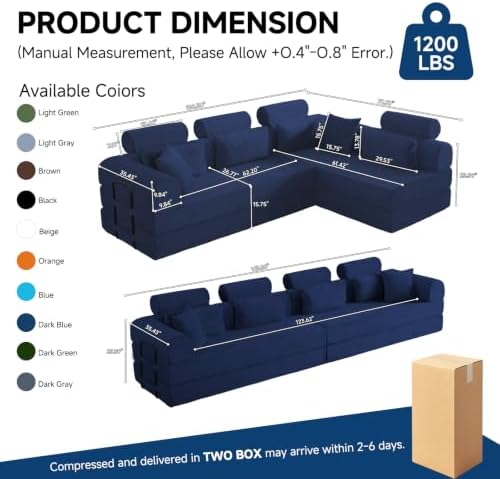 106" Convertible Sofa Bed, High Backrest Boneless Couch - Image 3