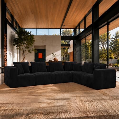 Maywish Modular Boneless Couch 141'', Sectional L Shaped Sofa Deep Seat by Maywish