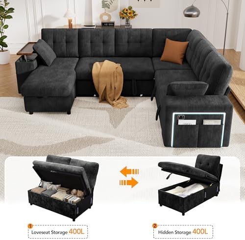 Vipbear Chenille 112" 7 Seat Modular Sectional Sleeper Sofa - Image 7