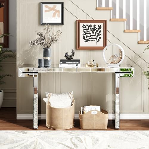 Silver Mirrored Console Table, 360° Reflective, Modern Luxury Mirrored Furniture - Image 3