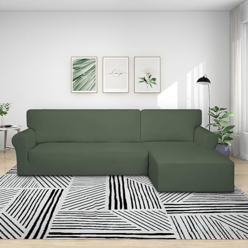 PureFit Stretch Sectional Couch Covers 2 pcs Non Slip L Shape Sofa Cover - Image 2