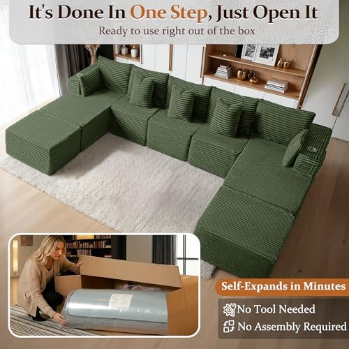 168" Cloud Sectional Couch, Comfort U Shaped Sofa - Image 3