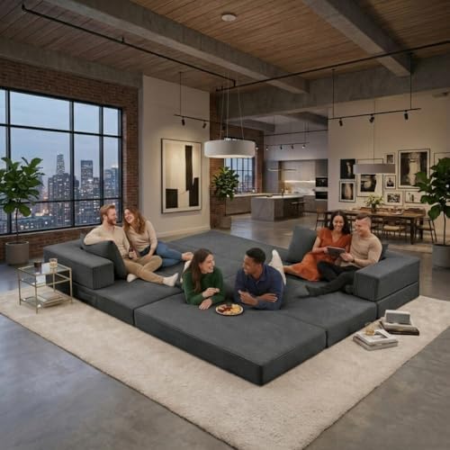96" Boneless Couch for Living Room, Oversized Modular Sectional Sofa Bed - Image 3