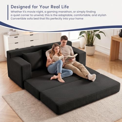 Convertible Sofa Bed with Ottoman, Small Boneless Loveseat Couch - Image 5