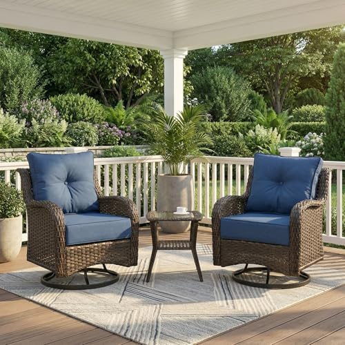 Patio Furniture Set, High Back Swivel Chairs, Weather Resistant Olefin Fabric by SAILARYPatioFurniture