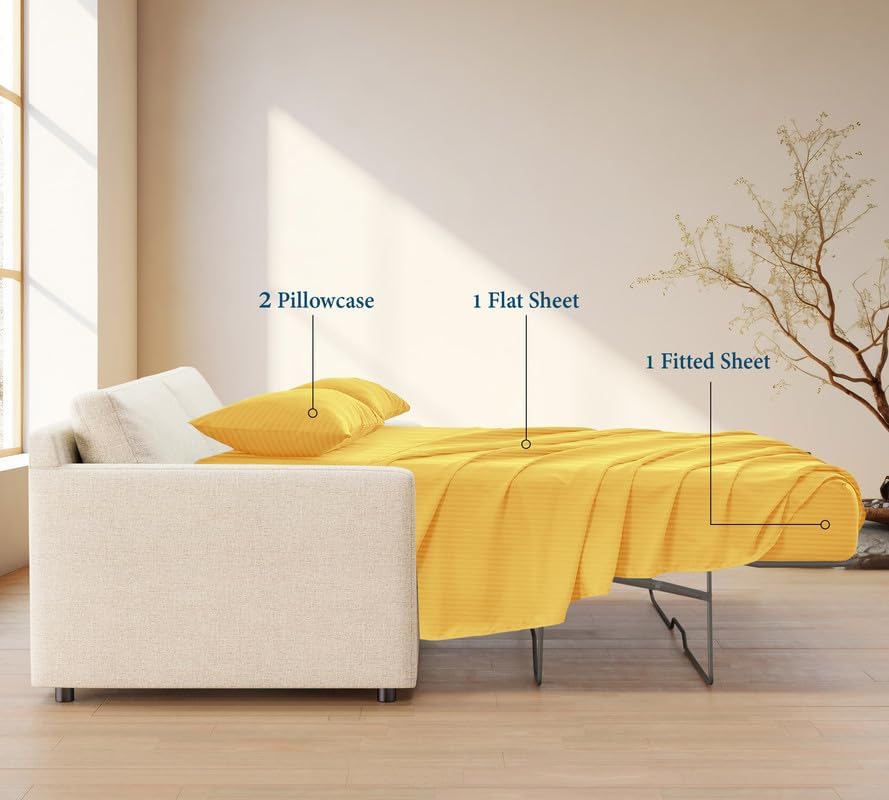 800 Series 100% Egyptian Cotton Sleeper Sofa Bed Sheet Set Stripe King Size - Image 3
