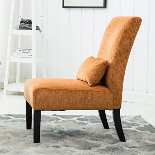Roundhill Furniture Pisano Orange Fabric Armless Contemporary Accent Chair - Image 5