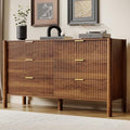 55in Walnut Fluted 6 Drawer Dresser by HOUROMDresserforBedroom