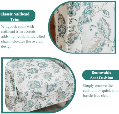 Mid Century Floral Wingback Chair - Image 5