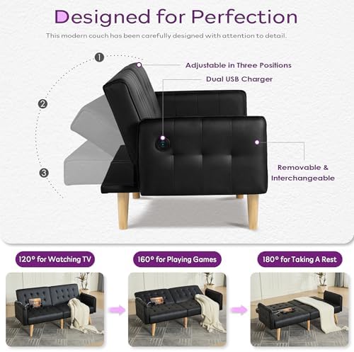 65'' Convertible Futon Sofa Bed - Image 5