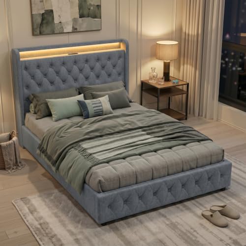 Full Size Bed Frame, 4 Storage Drawers, Charging Station - Image 3