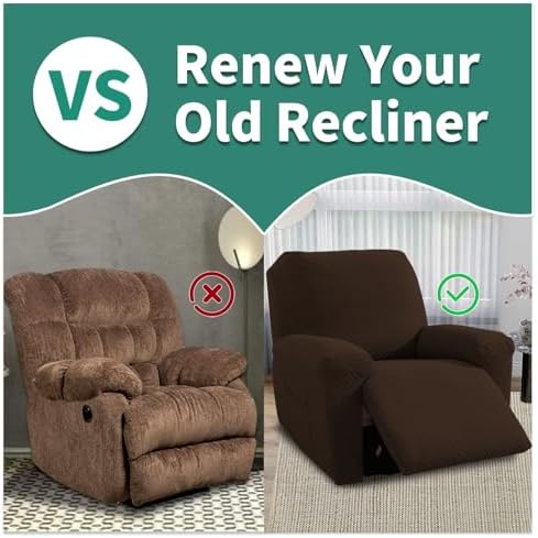 YEMYHOM 4 Pieces Stretch Recliner Slipcover Latest Jacquard Recliner Chair Cover - Image 5