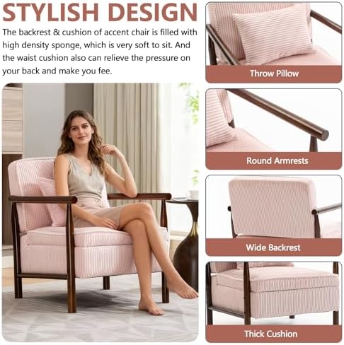 HRVEOCEI Pink Accent Chair - Image 5