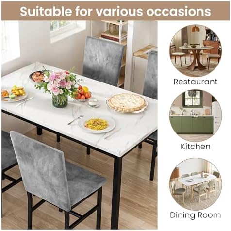 Hooseng Dining Room Table Set 5 Piece Dining Table Set Marble Dining Table 4 - Image 5