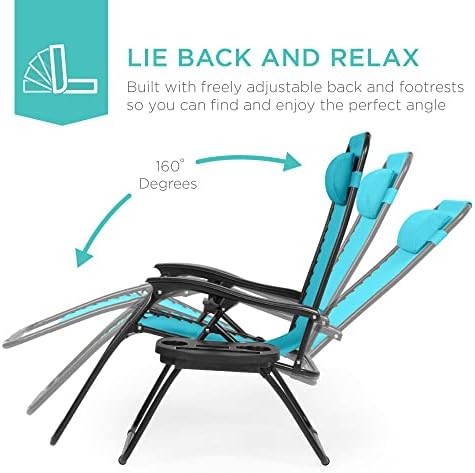 Best Choice Products Zero Gravity Chair Recliner, Peacock Blue - Image 4