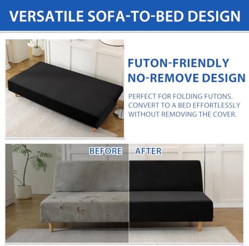 XINEAGE Velvet Futon Cover, Stretch Armless Futon Slipcover - Image 6
