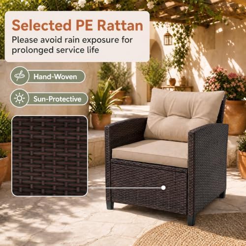 COSTWAY 3PCS Wicker Patio Furniture Set - Image 4