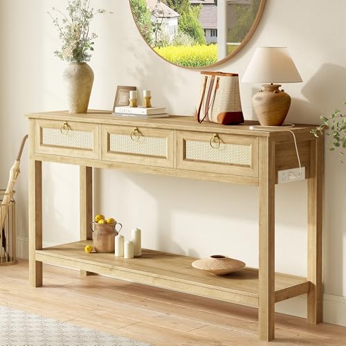 SUPERJARE Rattan Console Sofa Table by SUPERJARE
