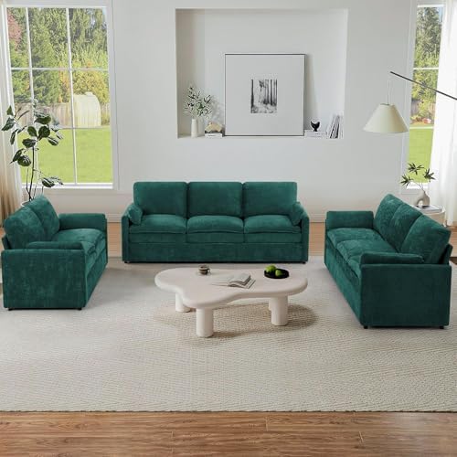 3 Pieces Chenille Sofa Set w/Two Arm Pillows - Image 7