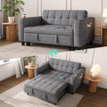 LINSY 54" Pull Out Couch with Charging Station, Linen Sleeper Sofa Bed with Cup by Linsy