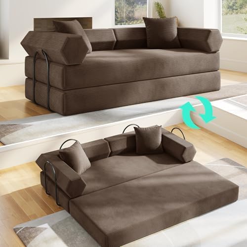79" Convertible Futon Sofa Bed, Boneless Couch by SAVENICA
