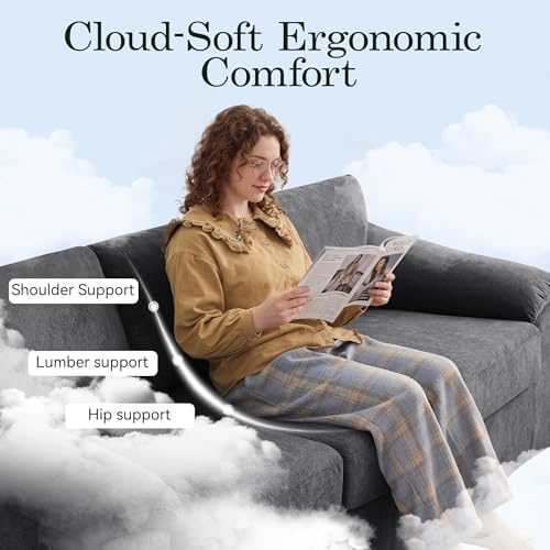 89" Boneless 3 Seater Sofa, Modern Cloud Couch - Image 5