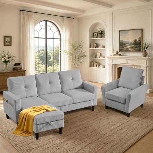 2 Piece Corduroy L Shaped Sectional Sofa Couch Set by soscana
