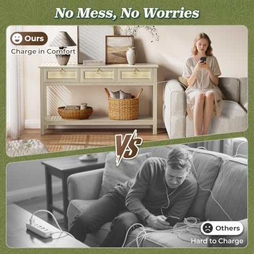 SUPERJARE Rattan Console Sofa Table - Image 5