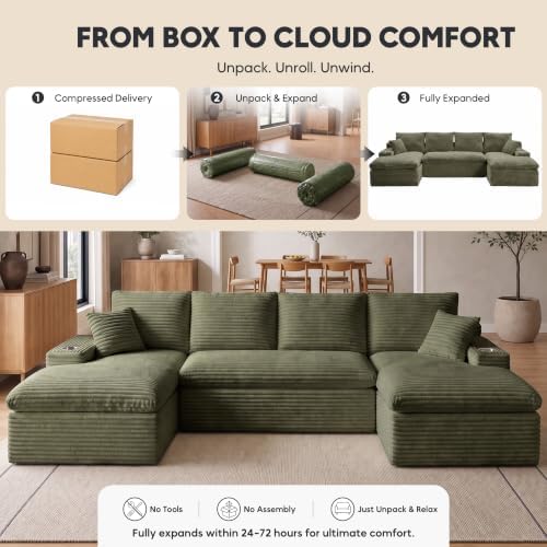 120" Modular Sectional Sofa, U-Shape Boneless Couch - Image 5